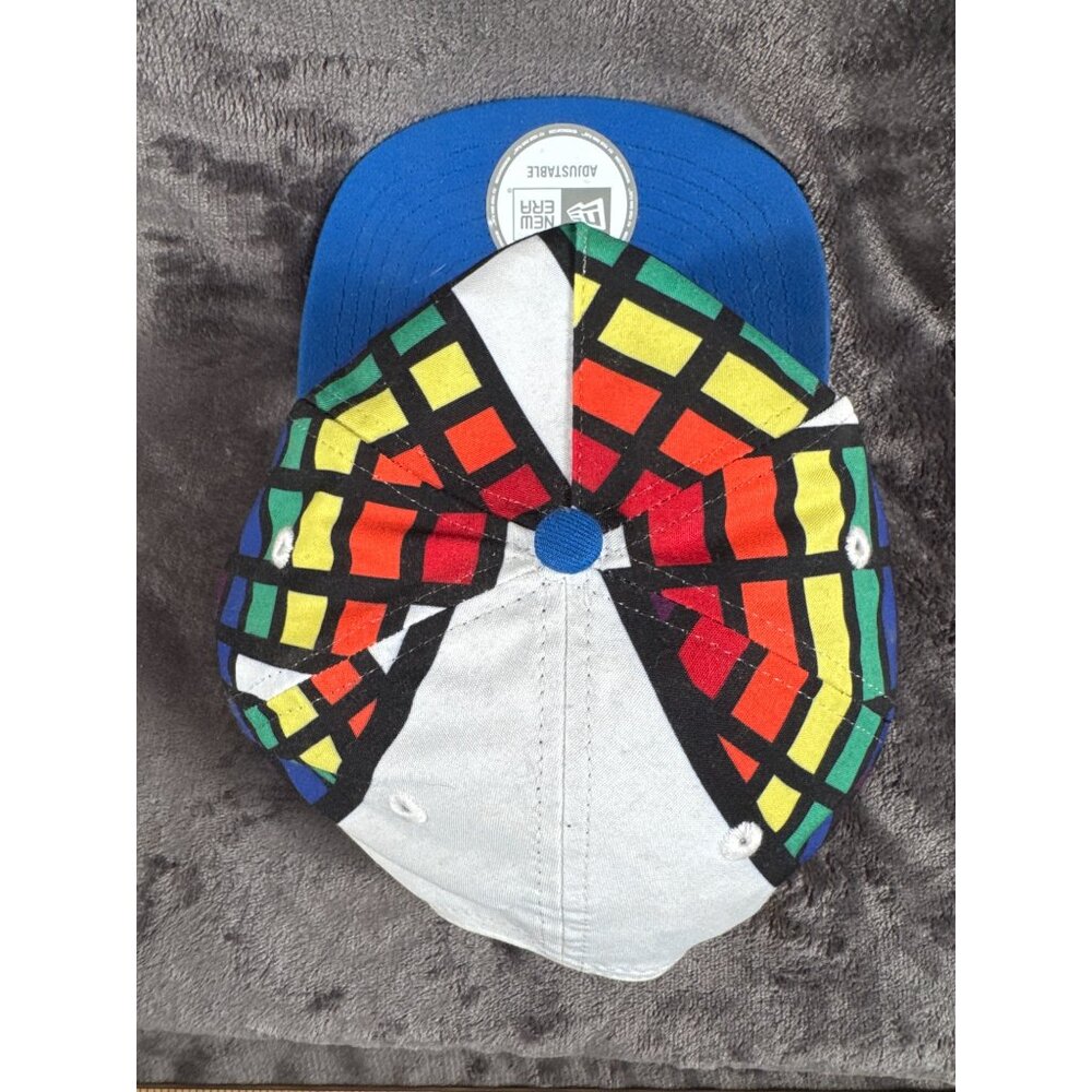 New Era Adjustable Hat With Rainbow Grid & Blue Brim - Picture 4 of 4